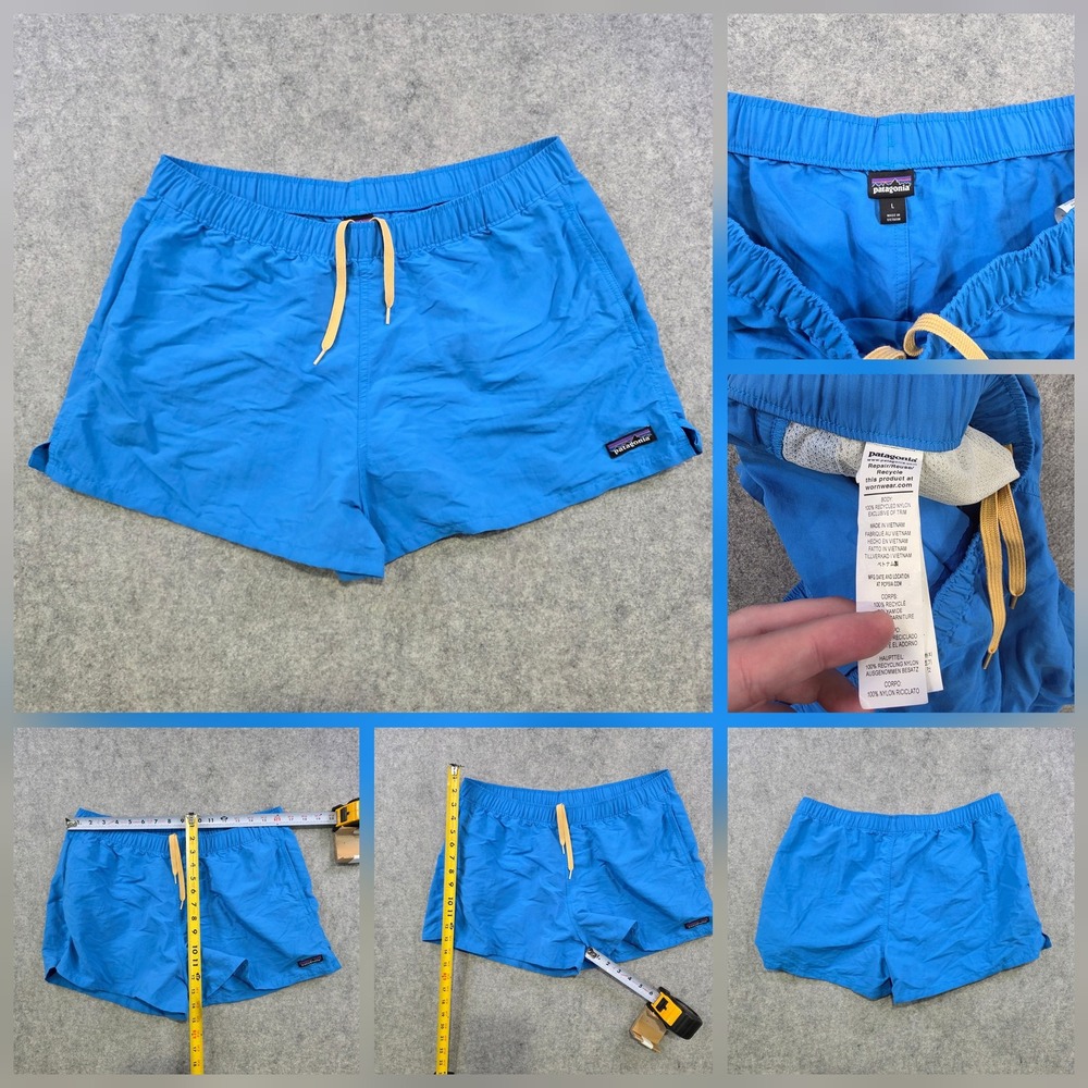 Patagonia Barely Baggies Swim Trunks Womens Large Blue Drawstring Shorts 57044